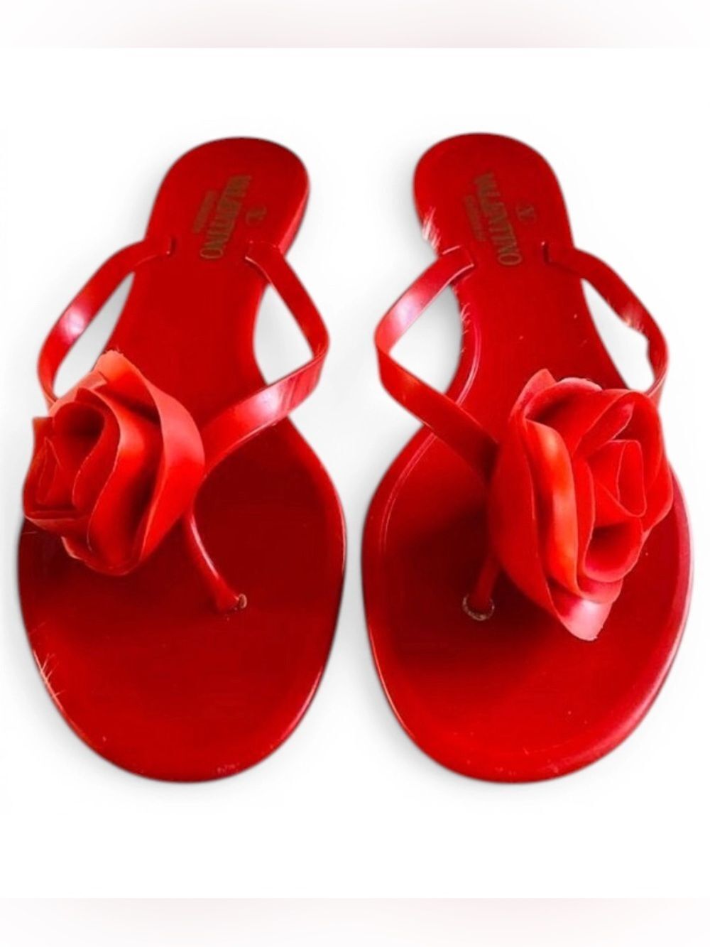 🛍️Valentino Garavani Authentic Red Rose Jelly Flat Thong Sandals